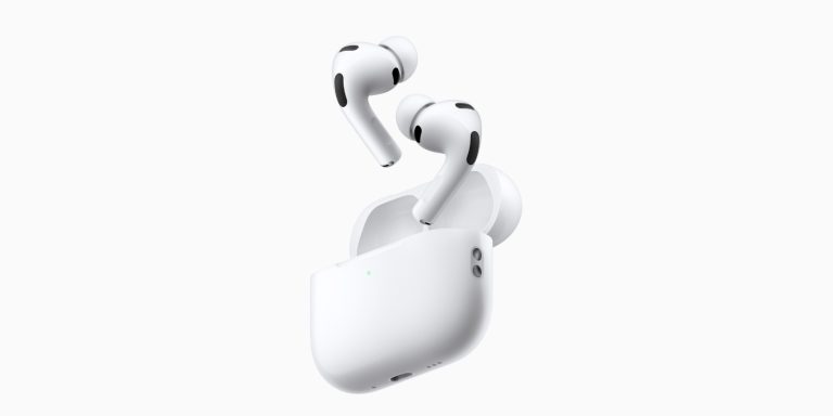 A white wireless earbuds in a case