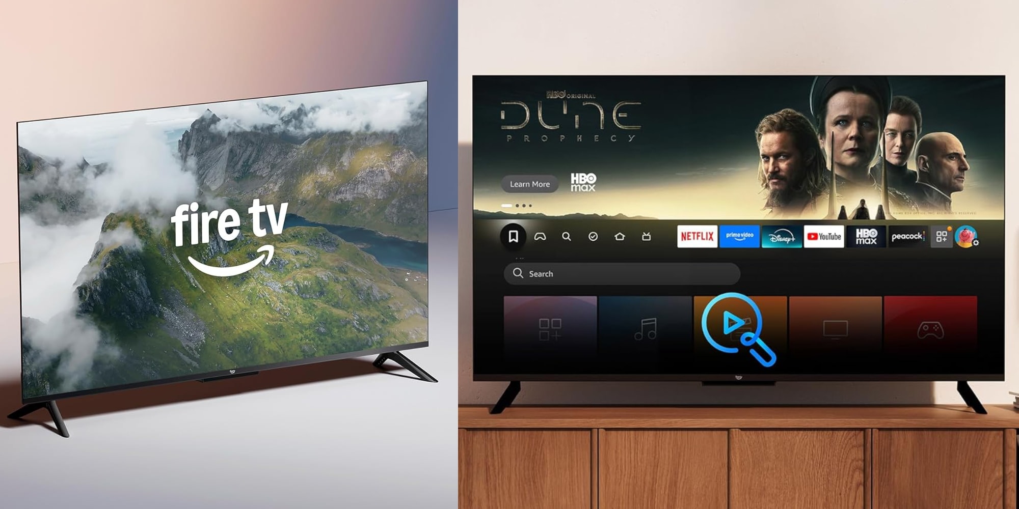 A screen next to a television