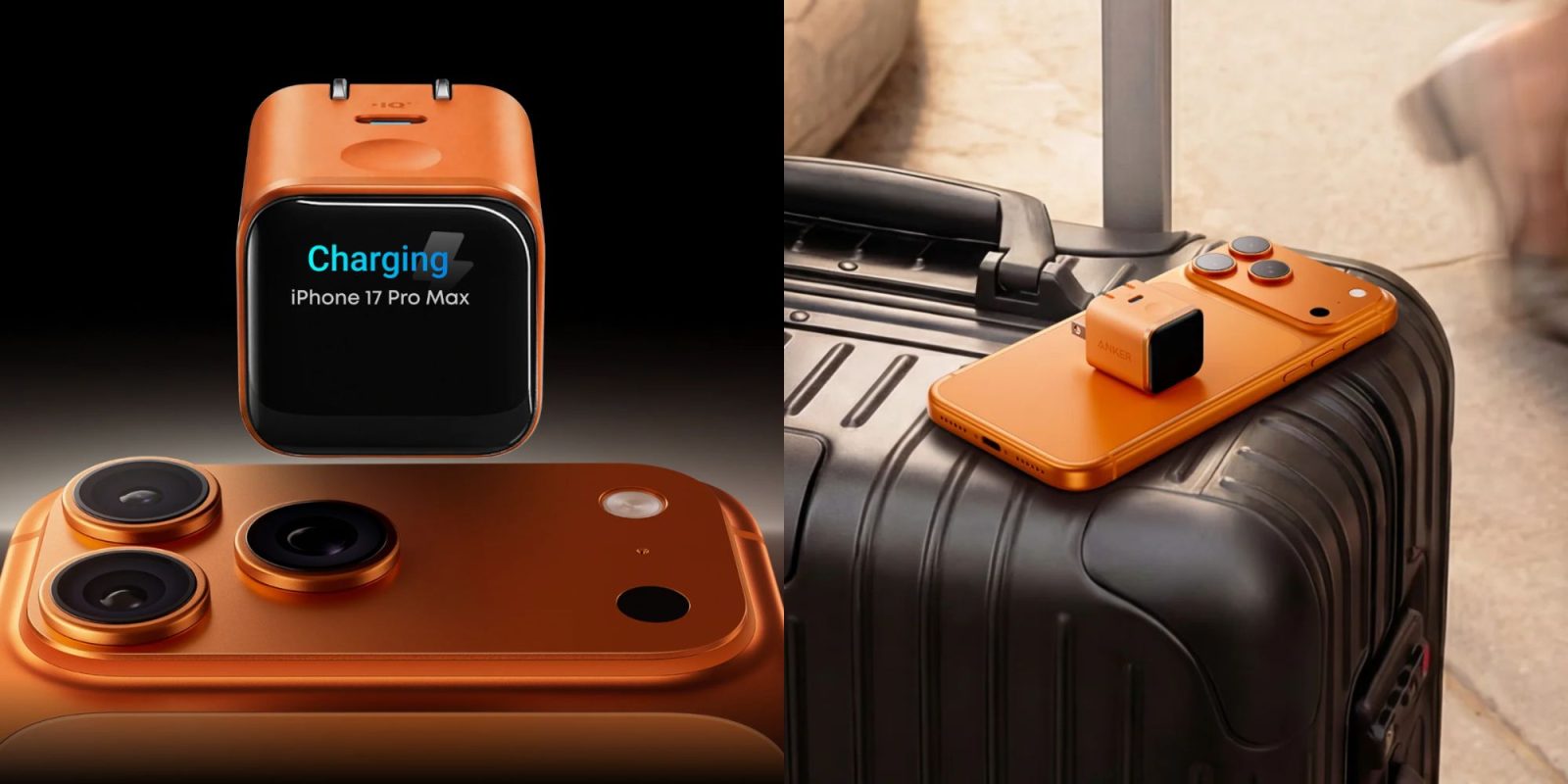 Image showing renders of Anker's new 45W Nano charger with smart display.