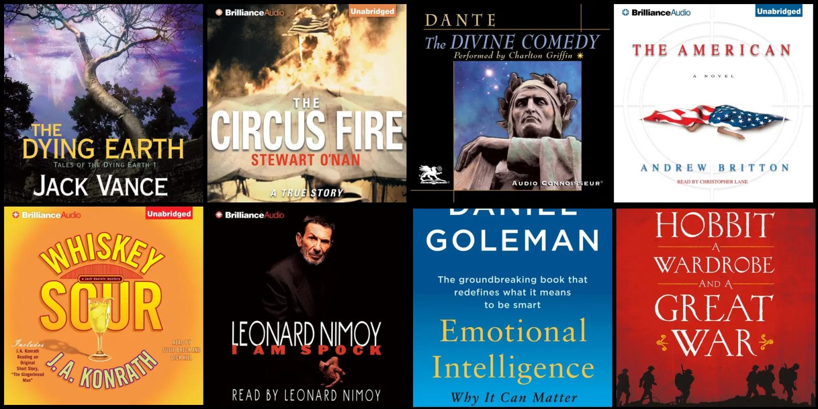 A group of books with a man in the background