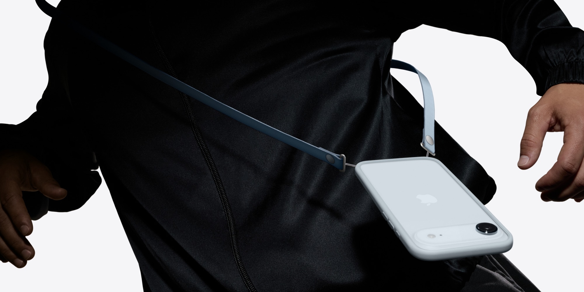 A cell phone on a strap