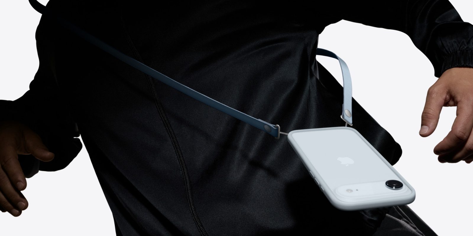 A cell phone on a strap