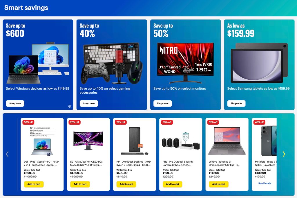 A screenshot of a computer sale