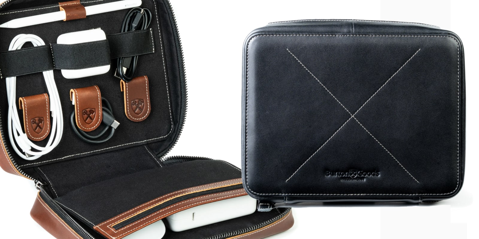 A black case with a white object in it