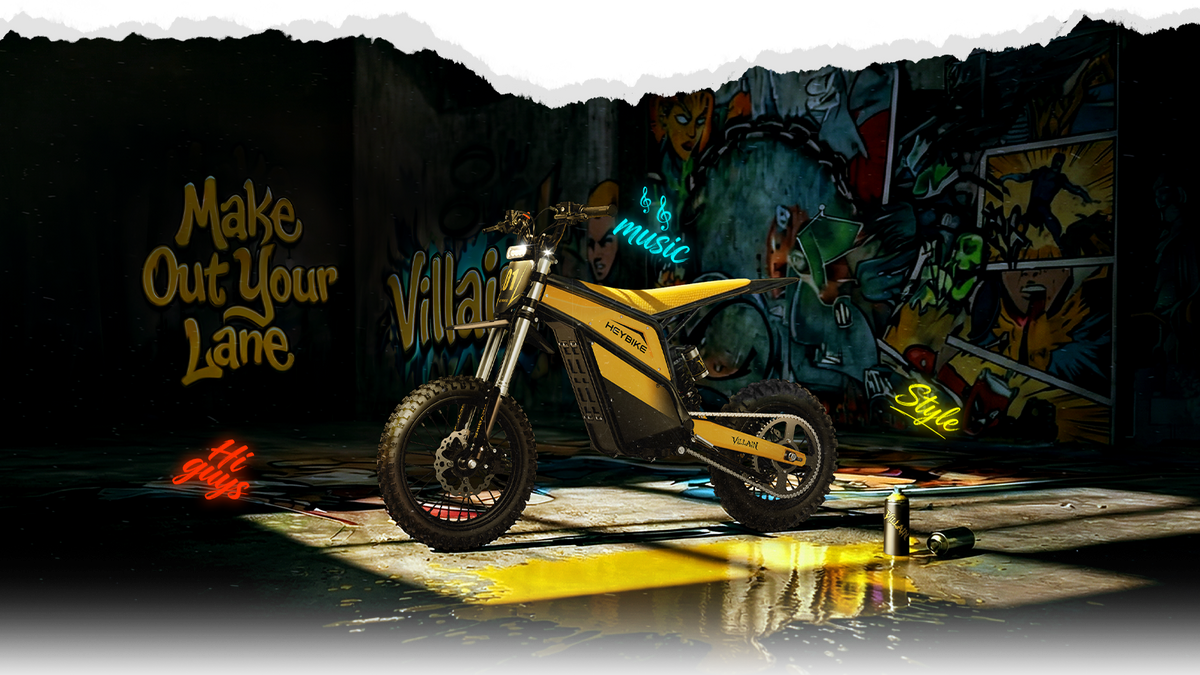 A motorcycle parked in a dirty room