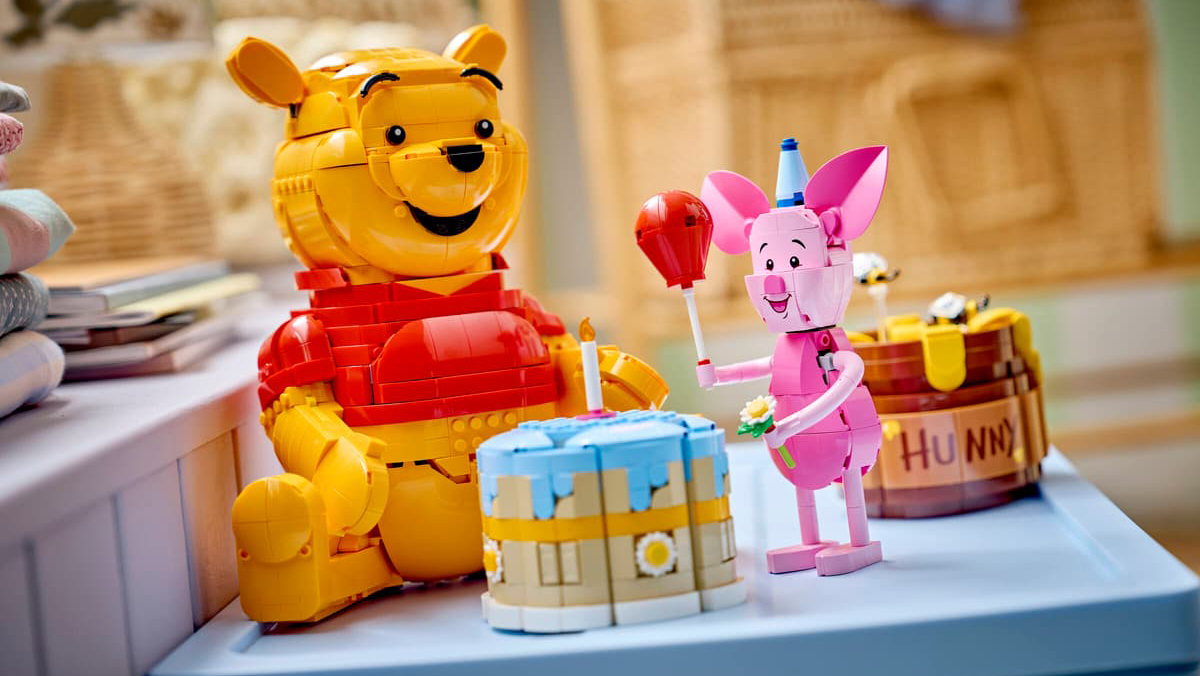 A toy pig and a piglet