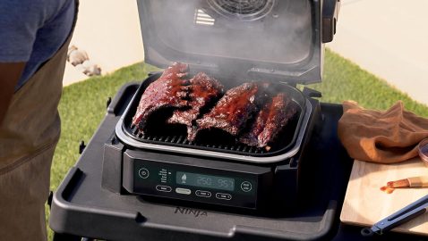 Ribs cooking on a grill