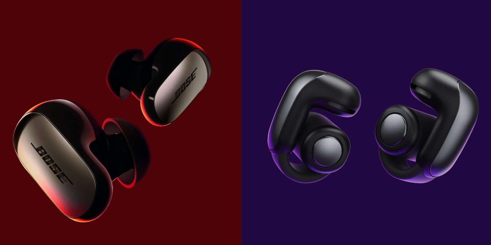 A pair of black and red earbuds