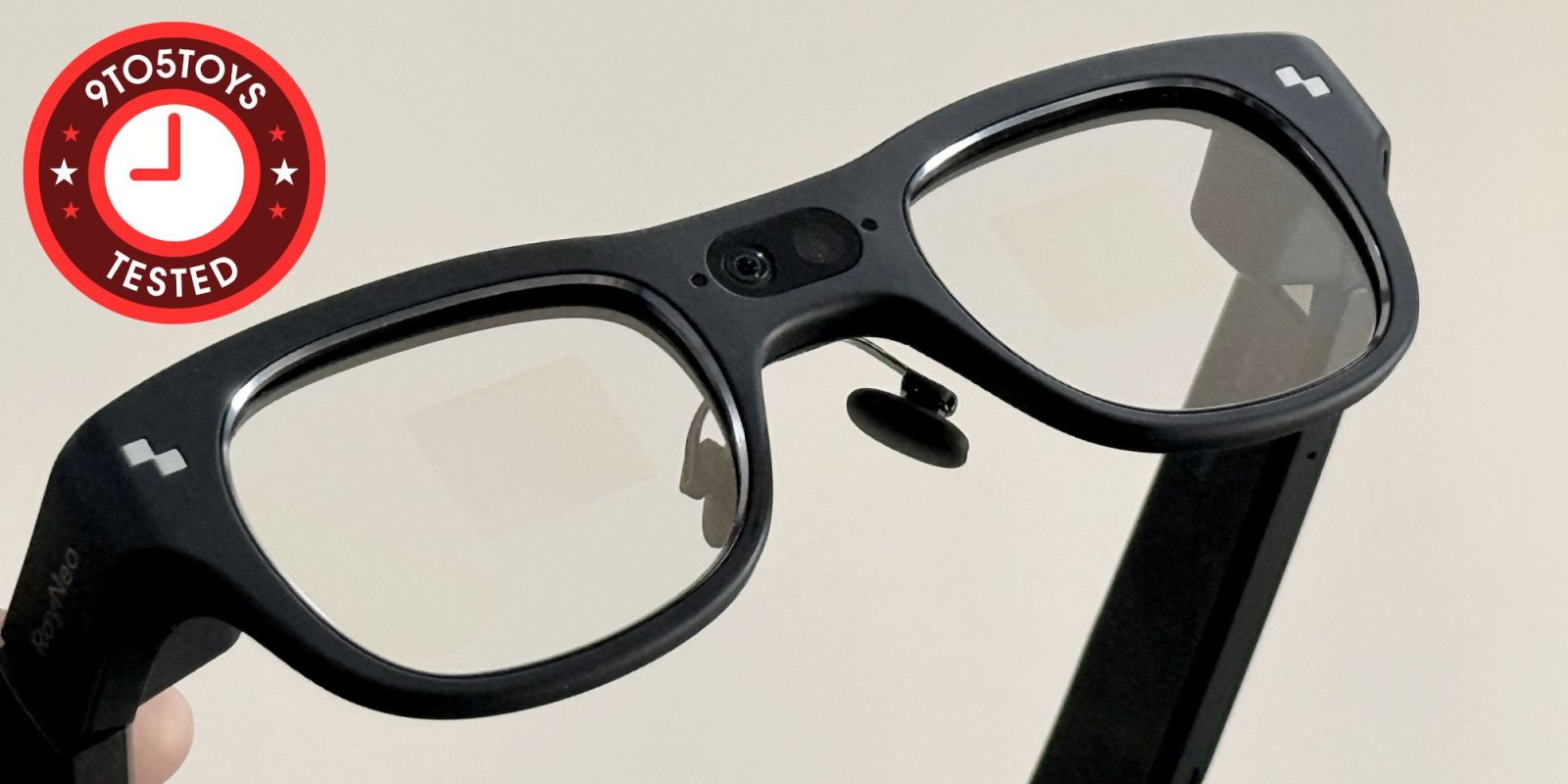 A pair of glasses with a camera.