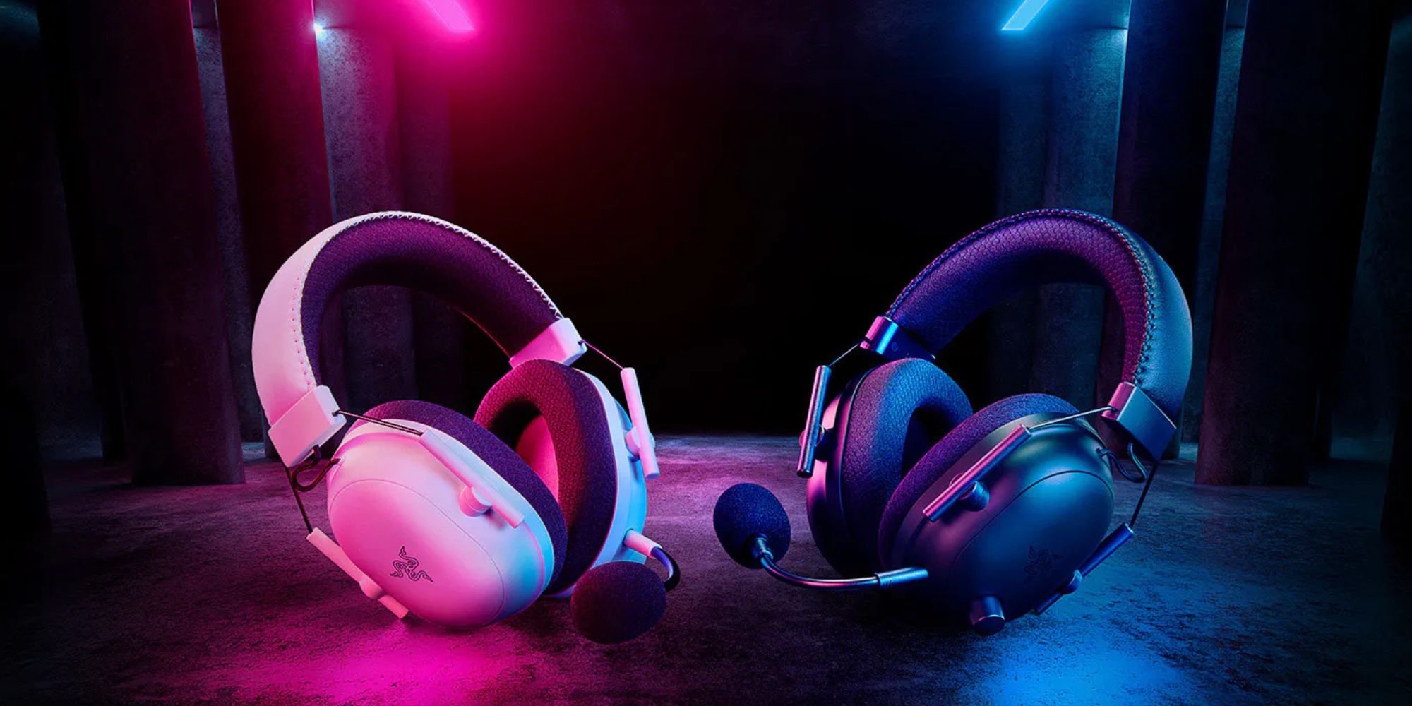 Image showing Razer's BlackShark V2 Pro gaming headset in black and white finishes.