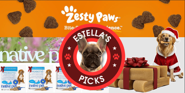 A dog and a pile of food