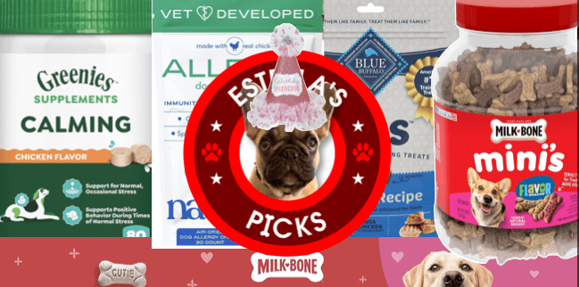 A group of dog food packages