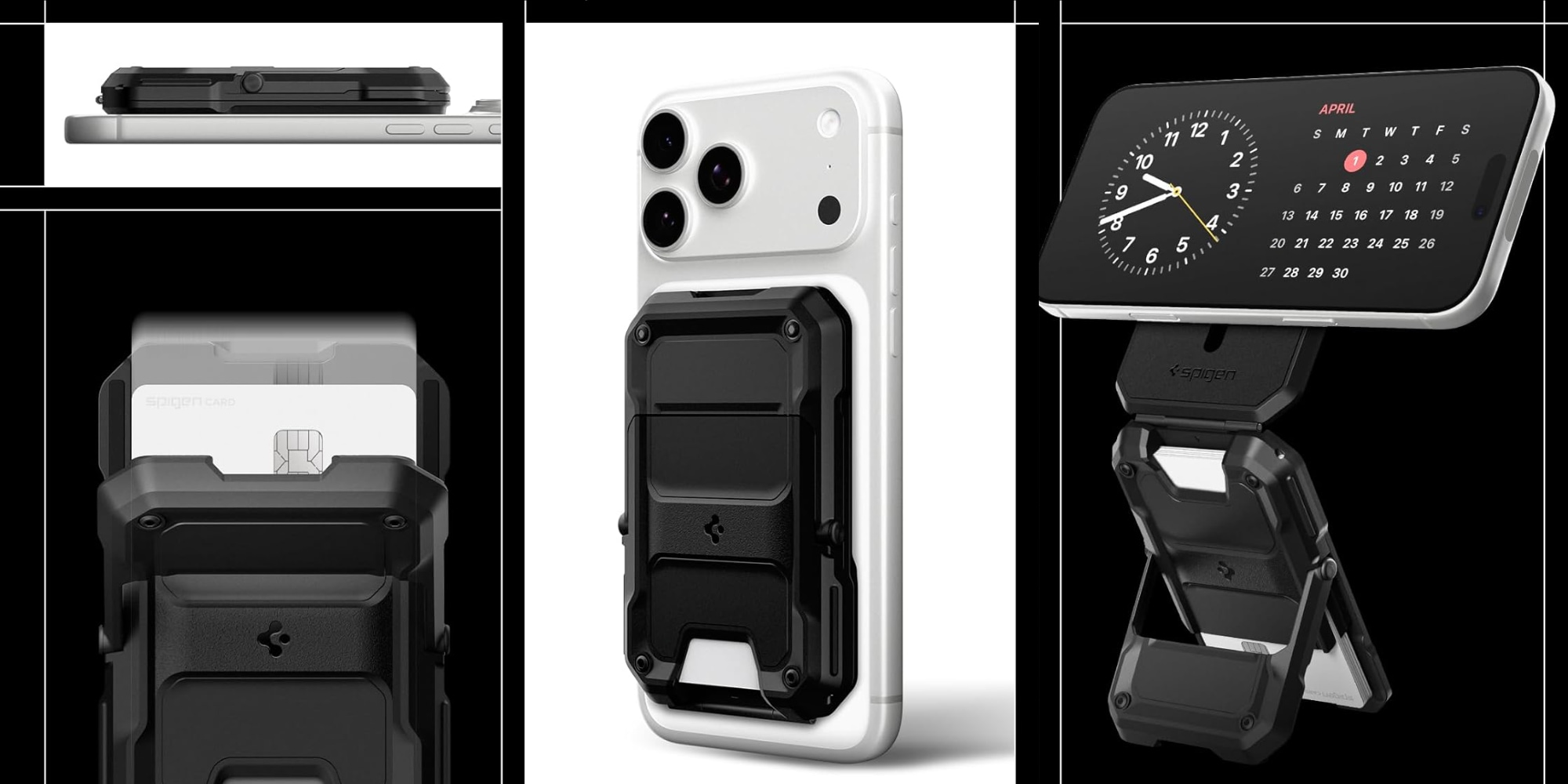 A phone with a clock attached to its back