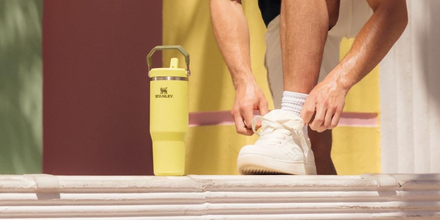 A man tying his shoelaces