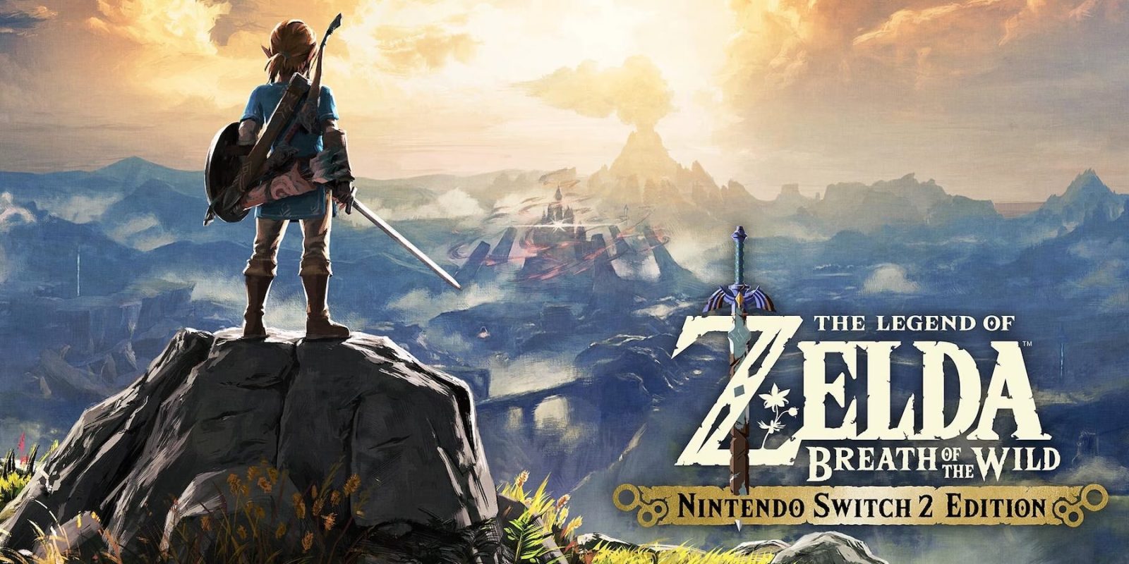 A video game poster with a person standing on a rock