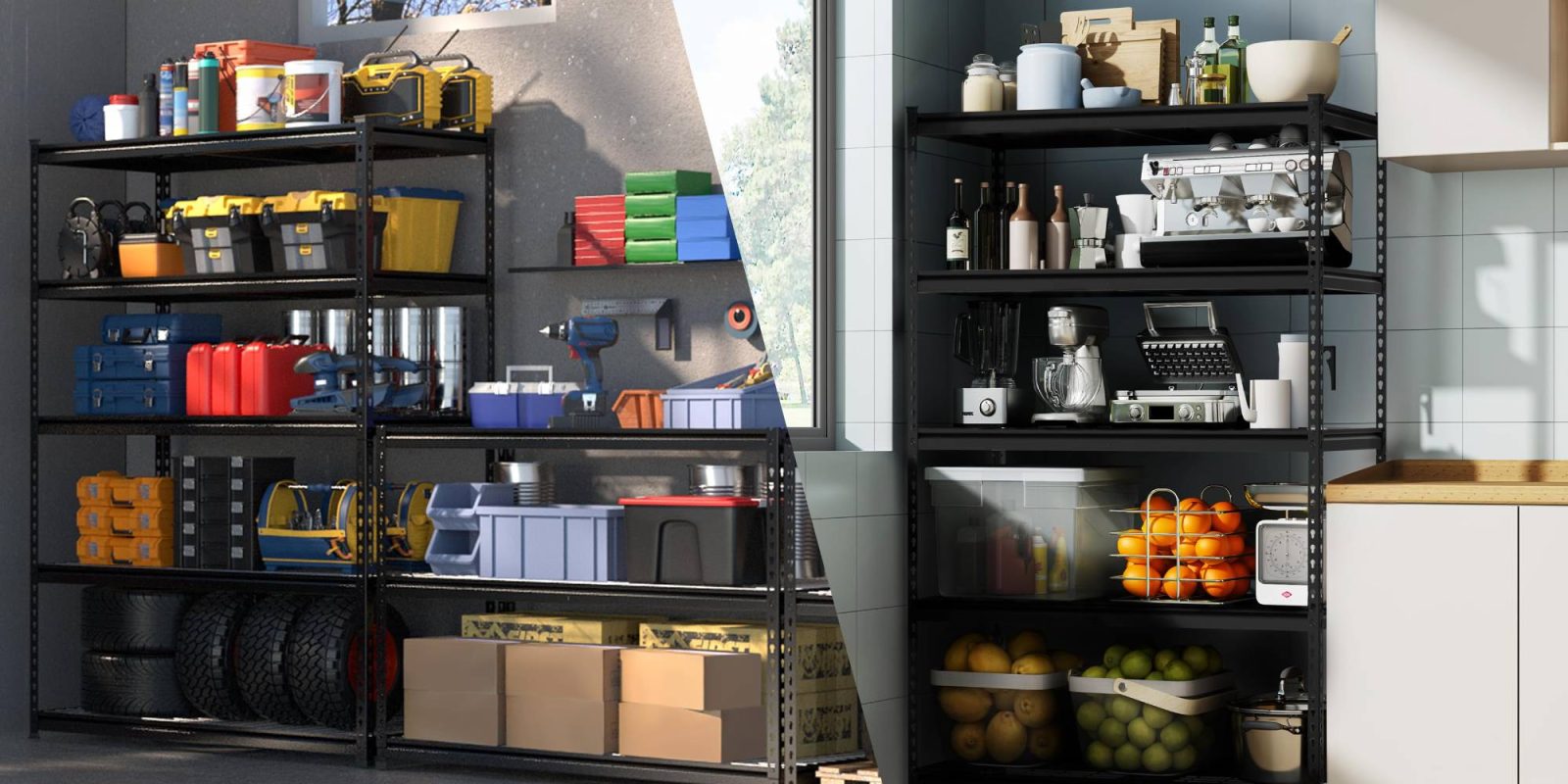 A shelf with food and objects on it