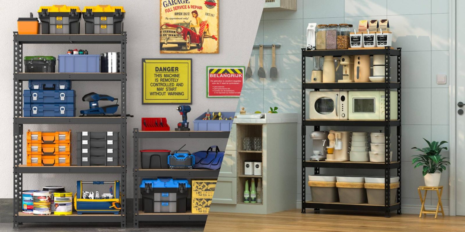 A two shelves with tools