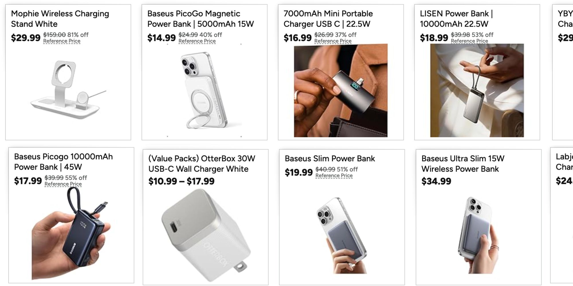 Image showing listings from Woot charging sale.