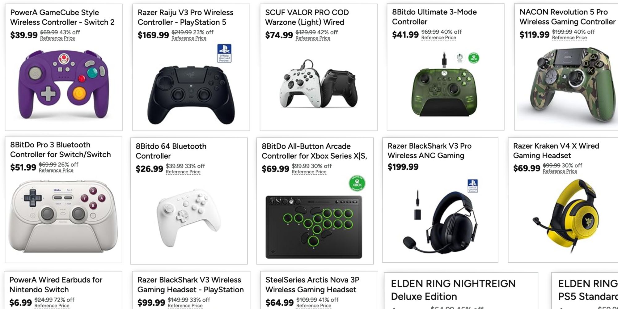 Image showing listings from Woot video game sale.