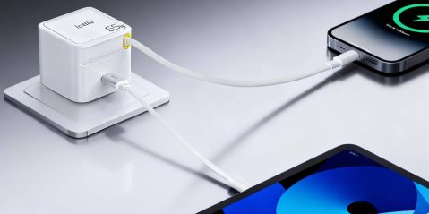 A white rectangular device with a couple of wires connected to it