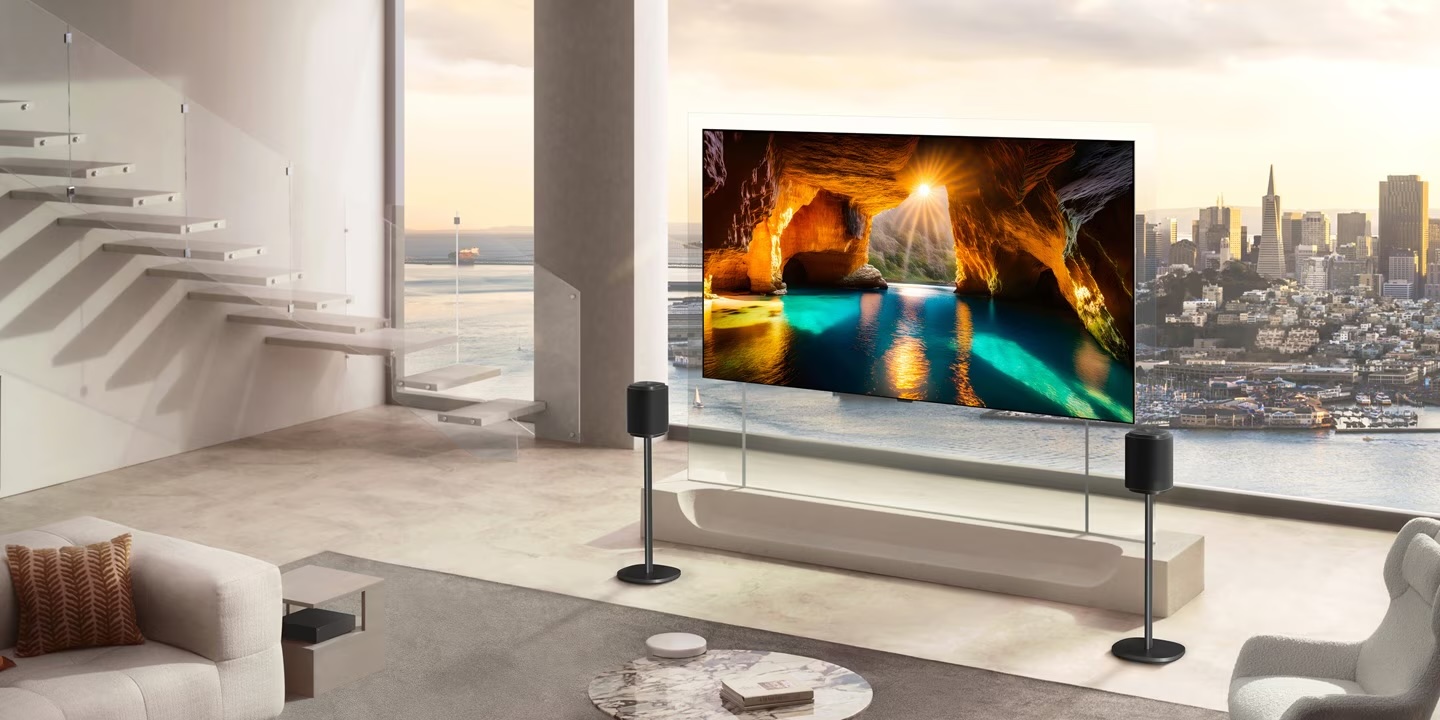 A large tv in a room