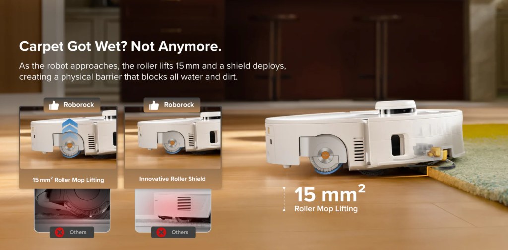 A white robot on a wood floor