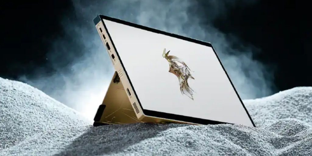 A computer screen on a snowy surface