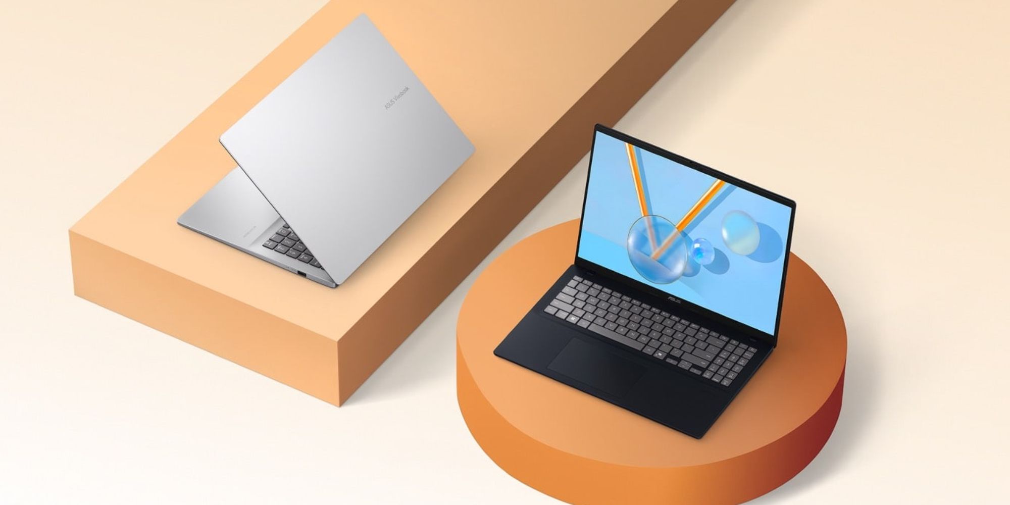 A laptops on a podium