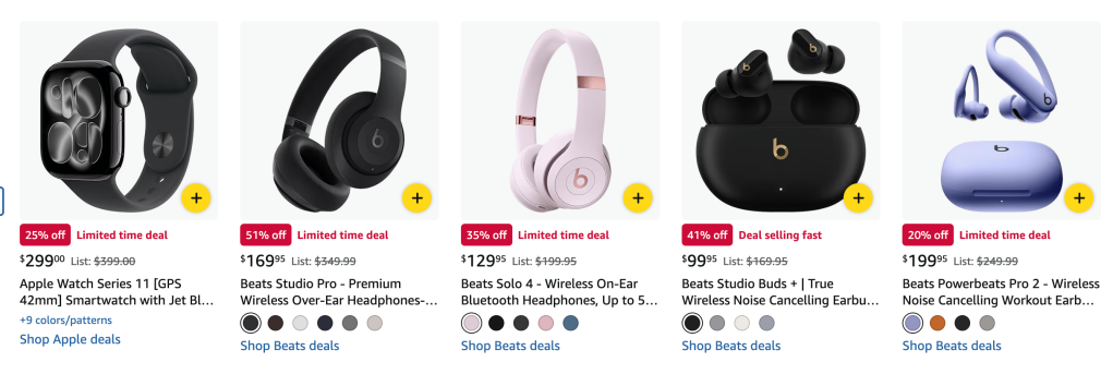 A collage of black and white headphones