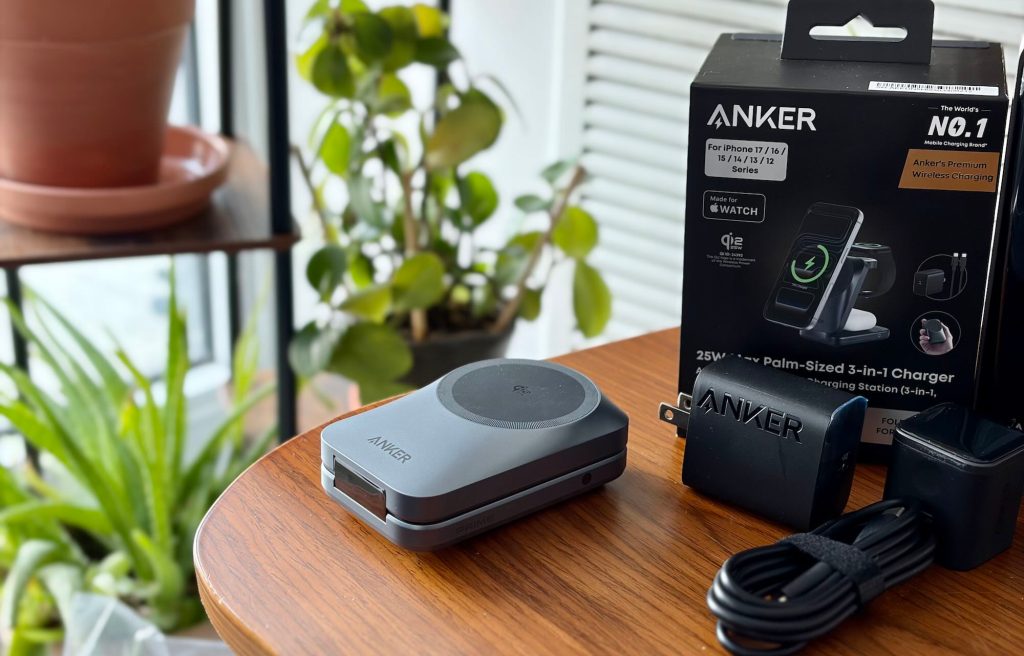 A grey electronic device on a table