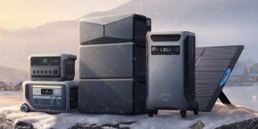 A group of large electronic devices in the snow