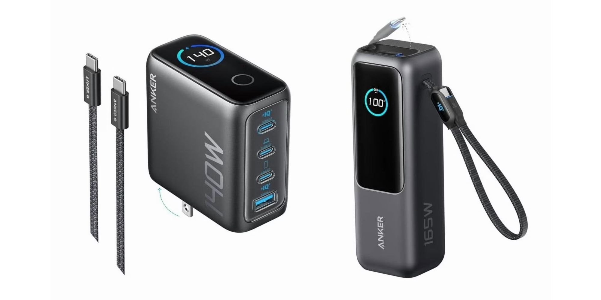 Image showing renders of Anker's 140W laptop charger and 25,000mAh power bank.