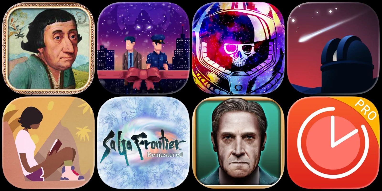 A group of square icons with pictures of a man