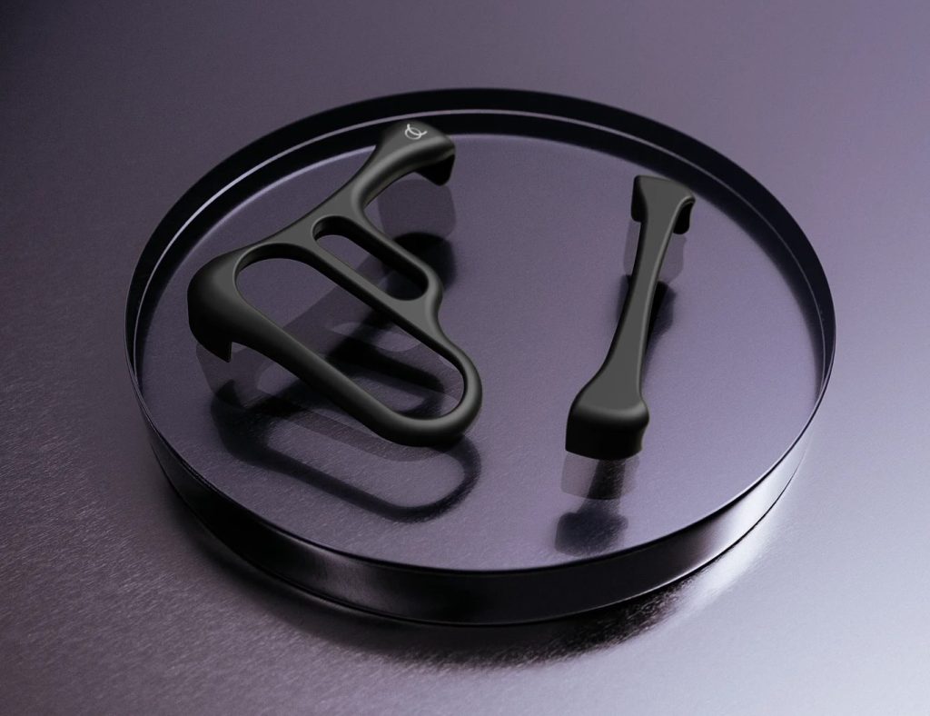 A black object on a round surface