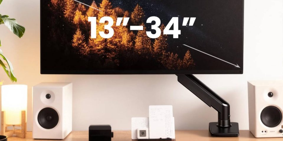 A computer monitor on a desk