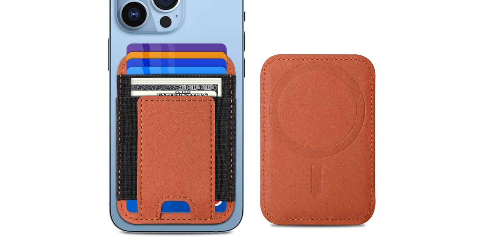 A phone with a wallet and money in it