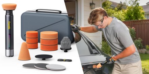 A man cleaning a car with a tool