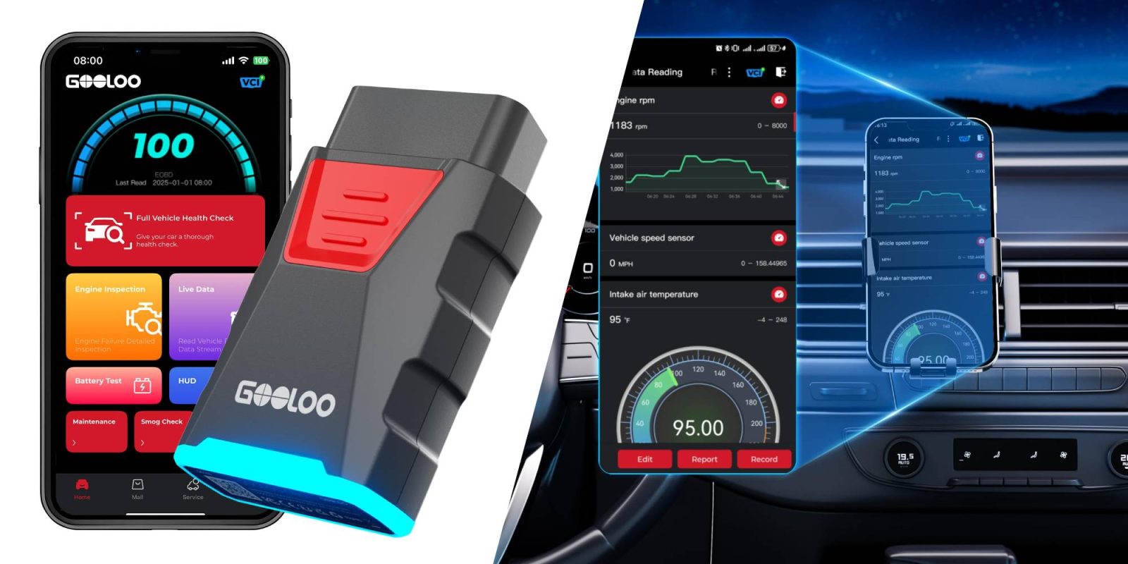 A device with a blue light