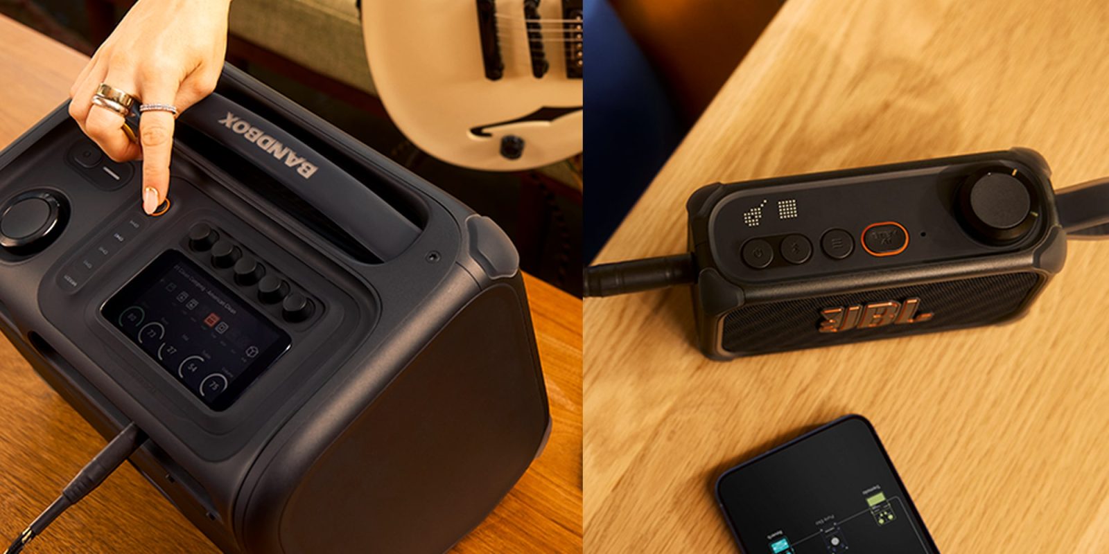 A black radio on a table