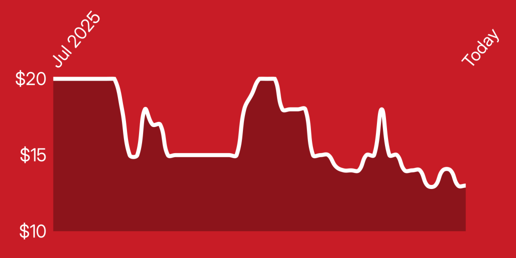 A line drawing of a mountain range