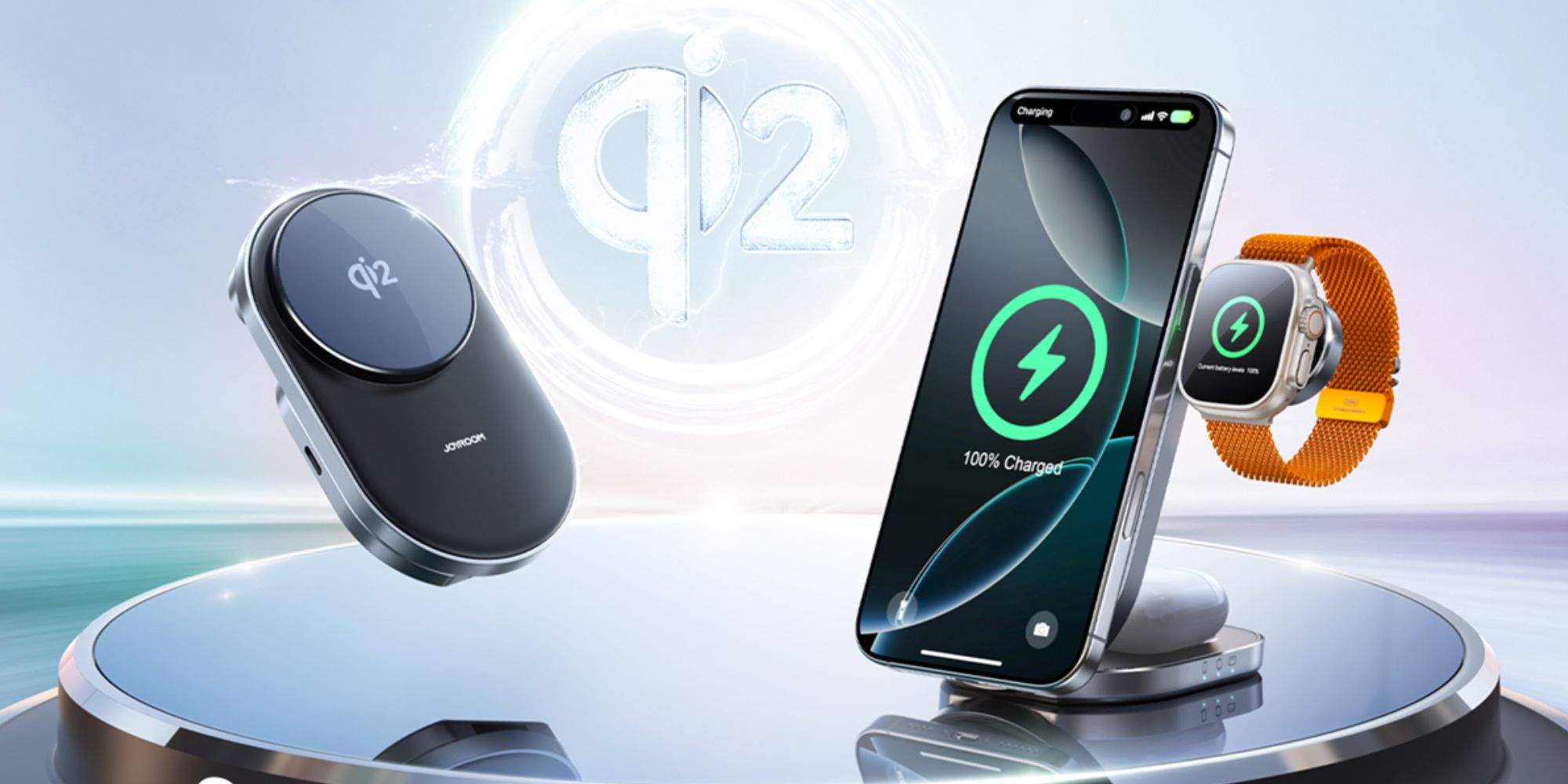 A phone and a wireless charger