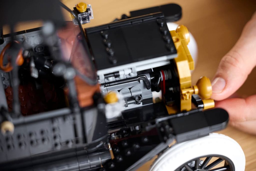 A close up of a LEGO Icons Model T
