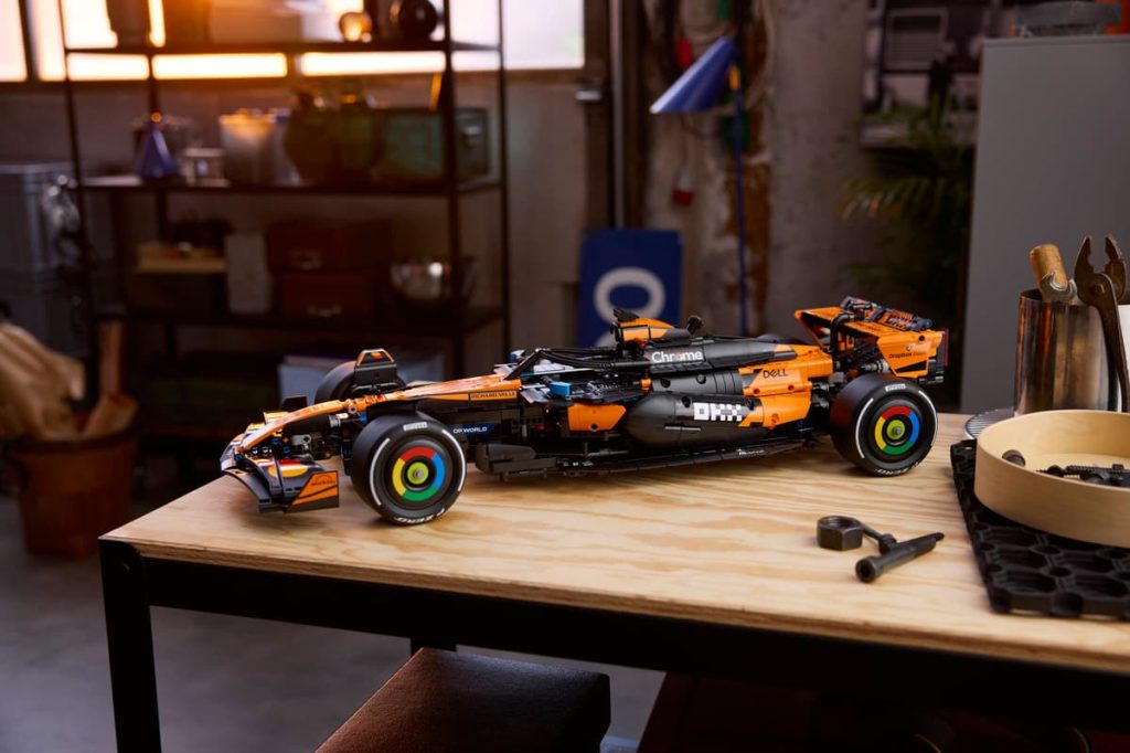 A toy race car on a table