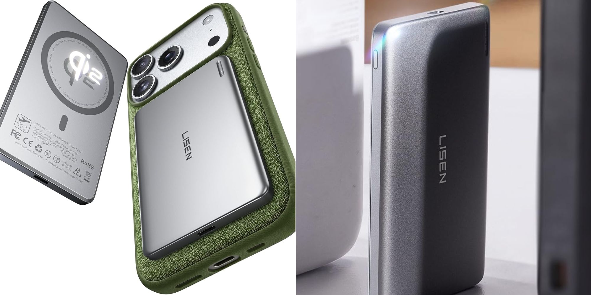 Image showing renders of LISEN's Qi2 15W MagSafe power bank.