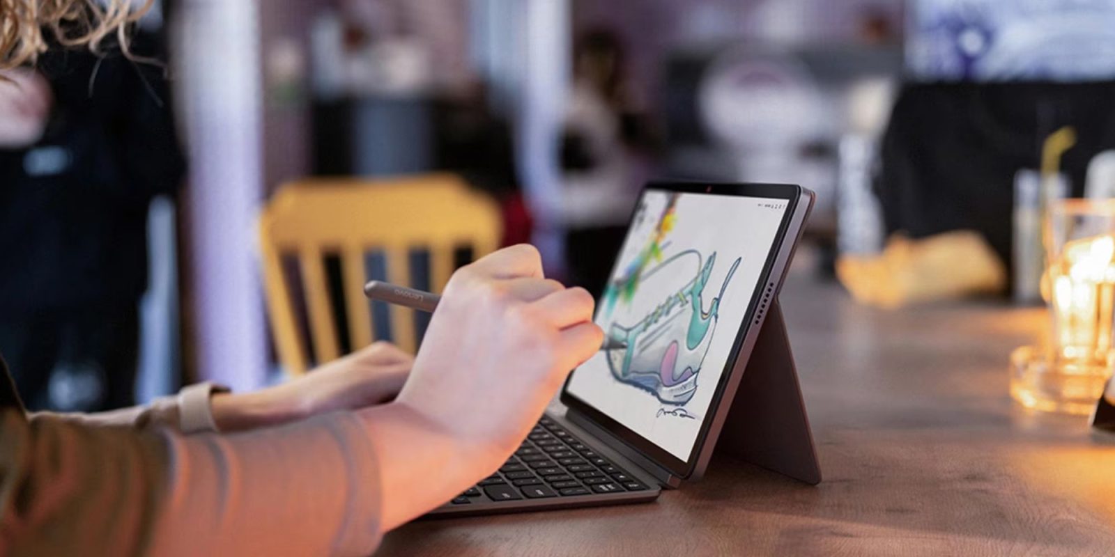 Image showing a person using Lenovo's Chromebook Duet 11 laptop.