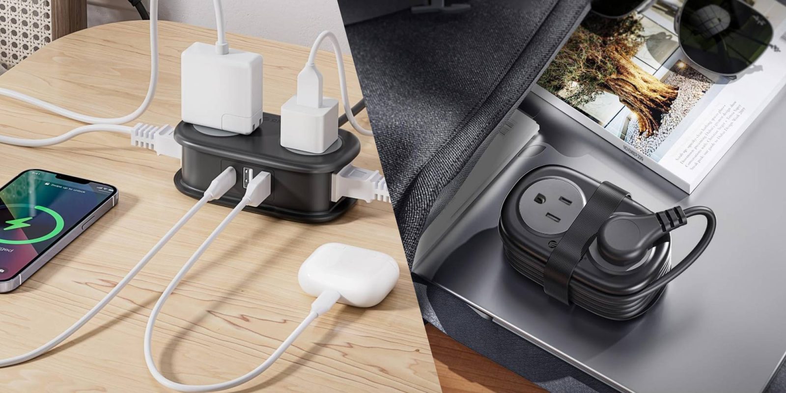 A close up of a power strip