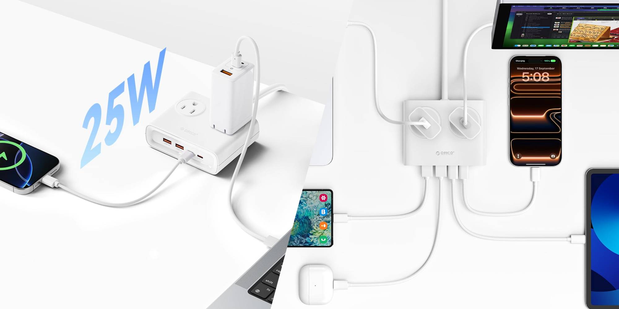 A white device with a phone and a power outlet