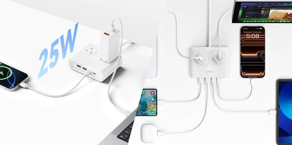 A white device with a phone and a power outlet