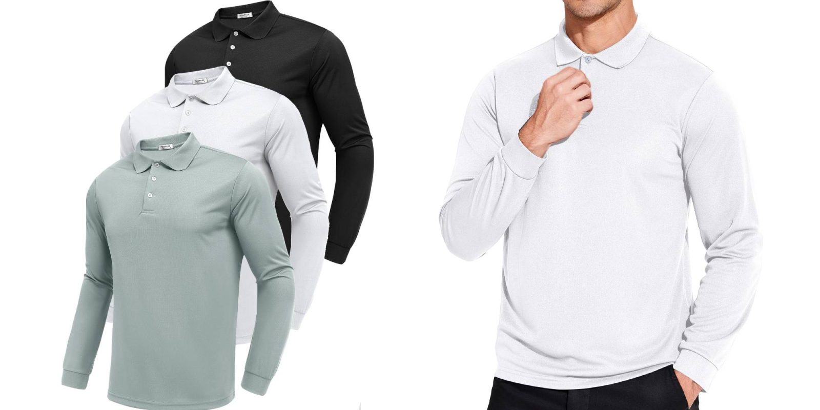 A man wearing long sleeved shirt