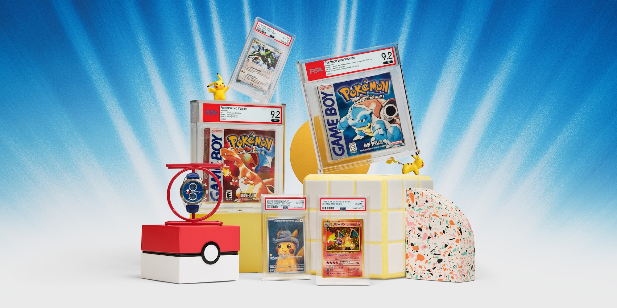 A group of toys and boxes